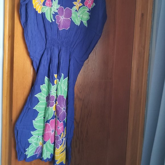 Batik, cotton kaftan dress, M, flowers & leafs, hand made, Liliyana, in TV show - Picture 4 of 7